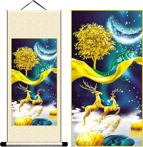 Miniatura 20 de Grace Art Pergamino de pared asiático, Yin acuático y yang