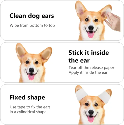 Miniatura 3 de SUPVOX 1 par de herramientas de soporte para orejas de perro: kit de publicación de orejas con cinta y calcomanías para Doberman Corgi y más - Ayuda