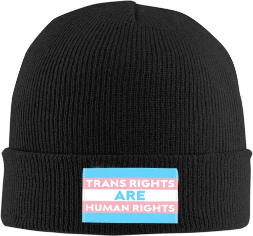 Miniatura 2 de Trans Rights are Human Rights LGBT Beanie Hat Men Winter Warm Hat Women Knit Slouchy Skull Cap Hedging Hat Black