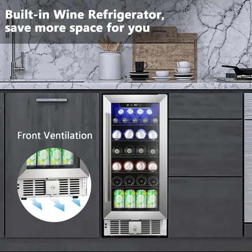Miniatura 3 de COWSAR Refrigerador de vino de 15 pulgadas para bebidas de 2.9 pies cúbicos. Refrigerador independiente o debajo del mostrador, refrigerador