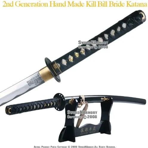 Miniatura 2 de Espada katana samurái hecha a mano de Kill Bill Bride's con soporte de exhibición y kits de limpieza