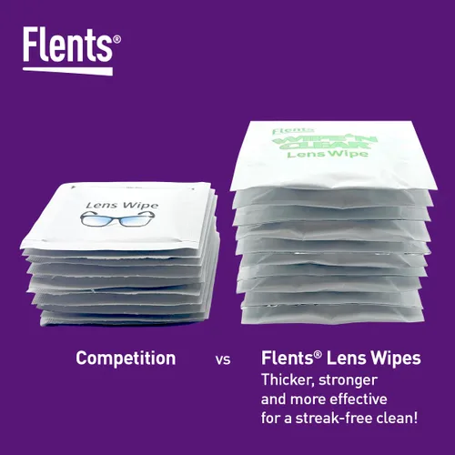Miniatura 8 de Flents Toallitas limpiadoras de gafas, 75 unidades, diseñadas para limpieza de gafas, prehumedecidas, envueltas individualmente, toallitas