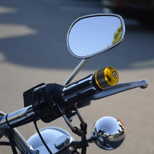 Miniatura 2 de X AUTOHAUX 1 par 7/8 "0.866 in tono dorado motocicleta manillar extremos barra extremos tapón fibra carbono patrón para motocicleta