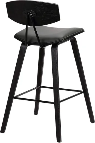 Miniatura 9 de Armen Living Fox - Taburete de bar moderno de mediados de siglo de piel sintética gris y madera negra de 25.5 pulgadas Piel sintética gris/negro