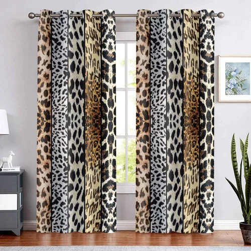 Miniatura 89 de Cortina opaca con estampado de animales salvajes, para oscurecer la habitación, con aislamiento térmico, con ojales para sala, comedor, dormitorio