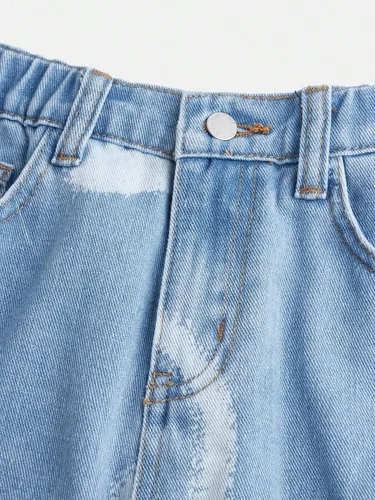 Miniatura 4 de Floerns Jeans de mezclilla de pierna recta rasgados con cintura elástica para niñas