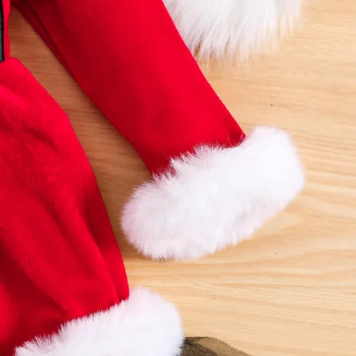 Miniatura 5 de KnniMorning TEES Vestido de Navidad rojo para niña pequeña, vestido de terciopelo de manga larga, vestido de Papá Noel, vestidos de invierno