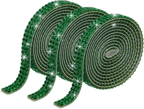 Miniatura 30 de MECCANIXITY 3 rollos de cinta de diamantes de imitación autoadhesiva de 3 yardas y 0.315 in para proyectos de artes y manualidades, pasteles de Beige