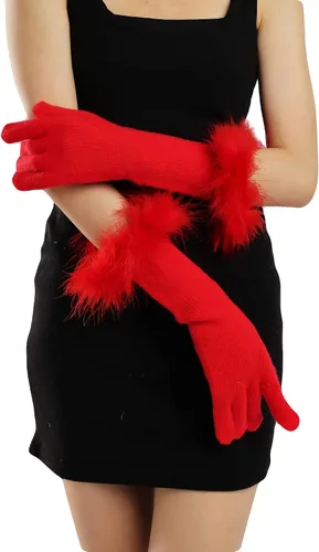 Miniatura 62 de Sahabowi Guantes de cuero para clima frío Manopla de lana cálida de invierno para mujeres