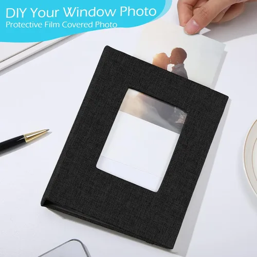 Miniatura 4 de Tinlade Álbum de fotos pequeño de 10 piezas de 4 x 6 pulgadas, 26 páginas transparentes con capacidad para 52 imágenes, cubierta de lino, libro