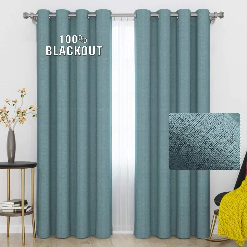Miniatura 22 de Cortinas opacas con aspecto de lino de 84 pulgadas de largo, 100% absolutamente opacas, con aislamiento térmico, ahorro de energía, con textura, 2