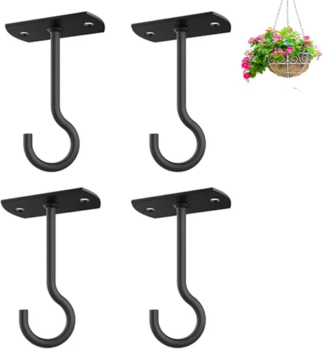 Miniatura 14 de Ganchos colgantes de metal para plantas, 6 pulgadas, paquete de 4 ganchos decorativos de pared para colgar linternas, comedero de pájaros, cesta
