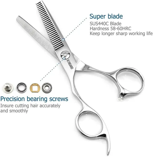 Miniatura 3 de Tijeras para Adelgazar el Cabello para Zurdos de 5.5 Pulgadas, Tijeras de Peluquero para Zurdos, Tijeras para Adelgazar el Cabello para Zurdos