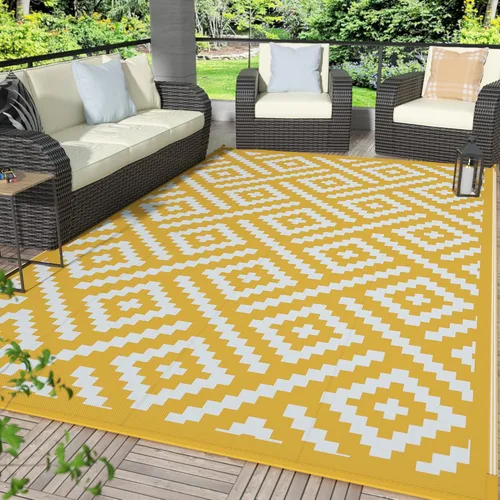 Miniatura 50 de GENIMO Alfombra de exterior impermeable de 5 x 8 pies, alfombras reversibles, alfombra de área, alfombra de plástico para exteriores, alfombra Negro
