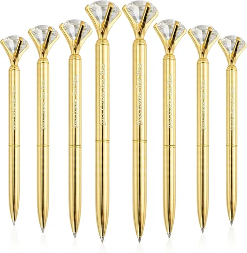 Miniatura 16 de Personalizado 20 Piezas Big Diamond Pen Rhinestones Crystal Metal Bolígrafo Promocional Tinta Negra