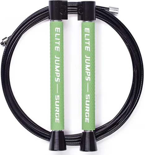 Miniatura 7 de Elite Jumps Surge - Cuerda de velocidad profesional para dobles bajos, mango patentado de doble rodamiento ultra ligero para control de giro premium