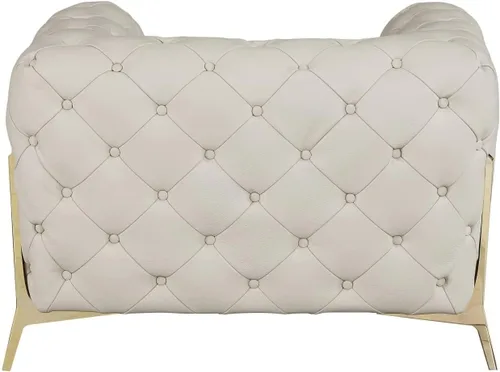 Miniatura 13 de Blackjack Furniture Modena - Moderno juego de sofá de 3 piezas de cuero italiano de grano superior, elegante diseño copetudo y patas de acero Beige