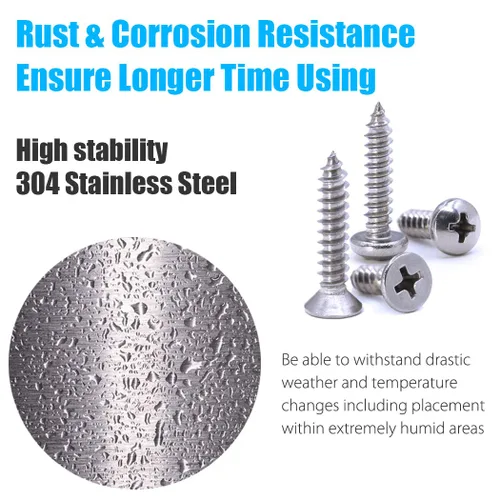 Miniatura 5 de Juego surtido de 570 tornillos autorroscantes, M3/M4/M5/M6 304, tornillos de chapa de acero inoxidable 304, surtido de tornillos de madera Phillips