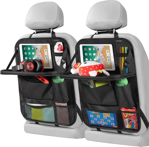 Miniatura 13 de LUCMO Organizador de asiento trasero de coche con soporte para tableta - 2 piezas, organizador de almacenamiento de coche con 6 bolsillos
