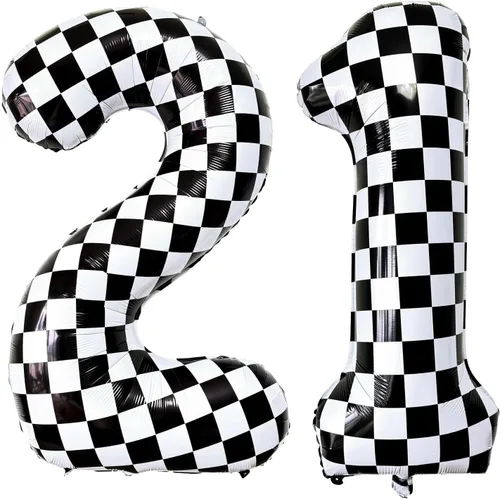 Miniatura 10 de Lovoir Globos gigantes de 40 pulgadas con temática de autos de carreras con el número 3, color negro y blanco para decoración de fiesta de tercer