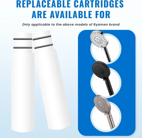 Miniatura 2 de Ryamen Paquete de 2 filtros de repuesto para cabezal de ducha de mano, filtro de ducha de agua dura que elimina el cloro, reduce la picazón