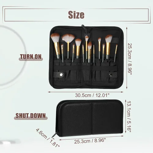 Miniatura 5 de VOCOSTE Soporte plegable para brochas de maquillaje, 23 bolsillos, organizador de brochas de maquillaje, bolsa de viaje para brochas de maquillaje