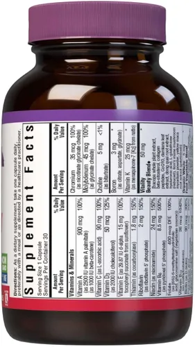 Miniatura 7 de Bluebonnet Nutrition Ladies' ONE 40+ Whole Food-Bed Multiple, Multivitamínico para mujeres de 40 años, sin soja, sin OMG, sin gluten, 30 cápsulas