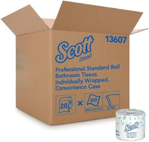 Miniatura 11 de Scott Essential Jumbo Roll JR. Papel higiénico sin núcleo (07006), 2 capas, blanco, con dispensador de papel higiénico Scott Pro Jumbo Roll (JRT)