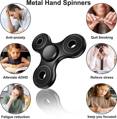 Miniatura 4 de Fidget Spinners, rodamiento de acero inoxidable de metal de alta velocidad de 2 a 5 minutos de giro, EDC TDAH estrés ansiedad alivia reductor