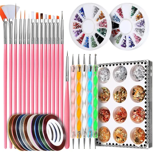 Miniatura 8 de Teenitor Diseñador de bolígrafos de uñas, herramienta de arte de uñas con 15 pinceles de pintura de uñas, herramienta de punteo de uñas, lámina