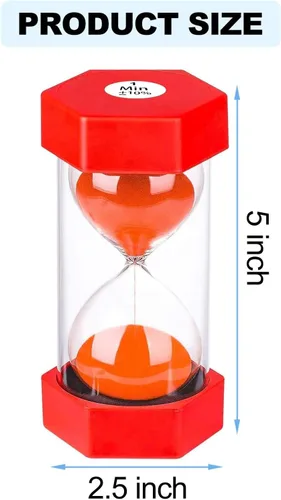 Miniatura 3 de 1 Minuto Temporizador de Arena SuLiao Reloj de Arena, Reloj de Arena Rojo, Reloj de Arena de 1 Minuto, Temporizador de Arena de Plástico para Niños