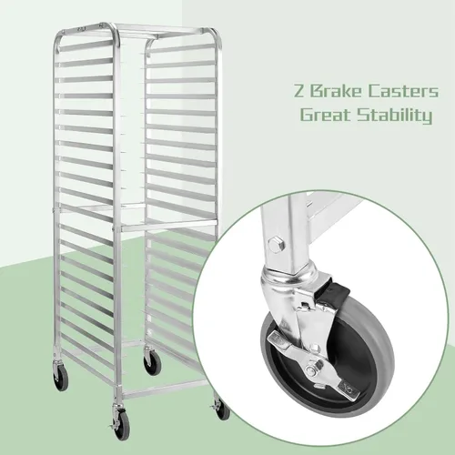 Miniatura 5 de HALLY SINKS & TABLES H Estante para panecillos de 20 niveles con ruedas, estante comercial de aluminio para panadería completa y media hoja, cocina