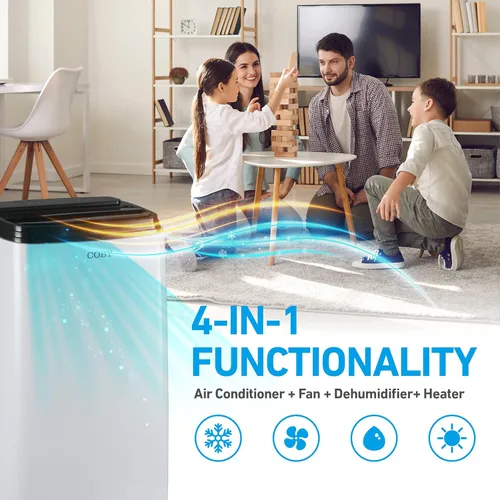 Miniatura 2 de Coby CBPAC815H Unidad de CA 4 en 1, calentador, deshumidificador y ventilador, 12,000 BTU Aire acondicionado portátil, blanco