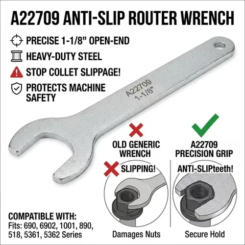 Miniatura 2 de Llave de repuesto para enrutador A22709 para Porter-Cable Extremo abierto de 1-1/8 pulgadas Compatible con enrutadores serie 690, 890, 1001