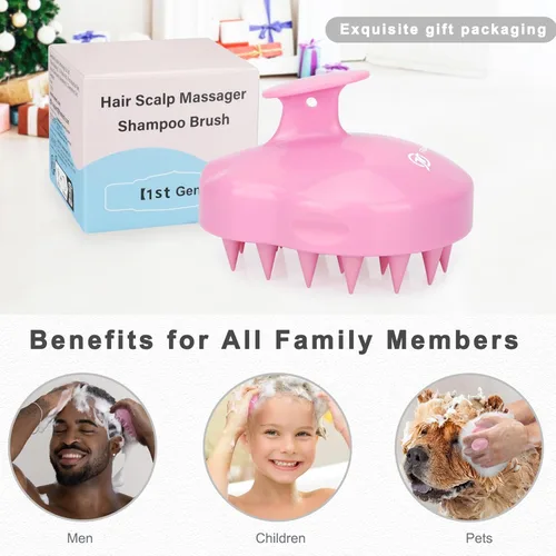 Miniatura 6 de FREATECH Cepillo de champú masajeador con cerdas de silicona suaves para el cuidado del cuero cabelludo, exfoliante para el cabello de ducha