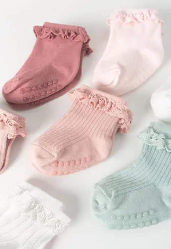 Miniatura 4 de Yenzat Calcetines antideslizantes para bebés y niñas de 0 a 3 años, 6 pares