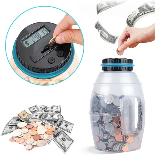 Miniatura 4 de Alcancía extra grande para niños y adultos, banco digital Vcertcpl con contador de monedas LCD, capacidad de 2.8 L, tarro de dinero para adultos