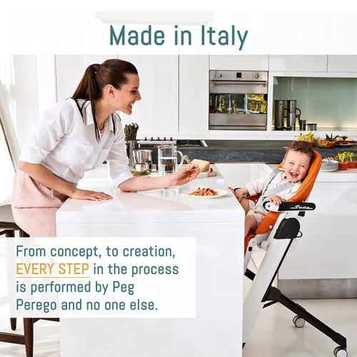 Miniatura 8 de Peg Perego Siesta, Silla Alta Plegable y Reclinable Crece Con el Bebé, Altura Ajustable, Limpieza Rápida y Ruedas Fáciles de Empujar para Bebés