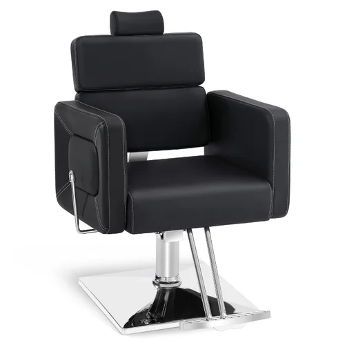 BarberPub Silla de peluquería hidráulica clásica reclinable, ajustable, estilo de salón de belleza, silla de spa 2065 (negro)