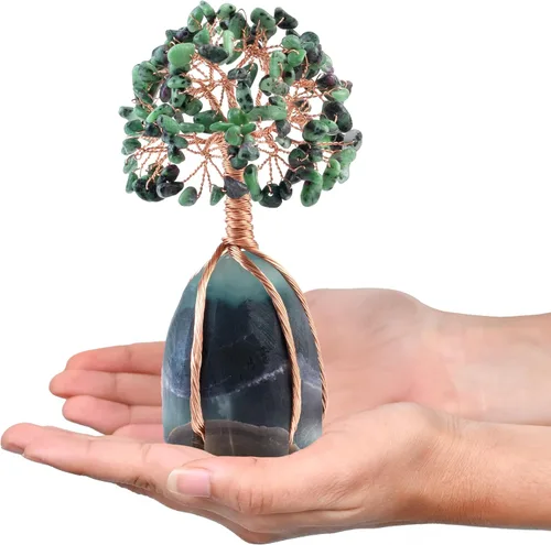 Miniatura 14 de Crocon Árbol de la vida de cristal de cuarzo transparente, chakra para energía positiva, decoración de Feng Shui, árbol bonsái de dinero con piedras