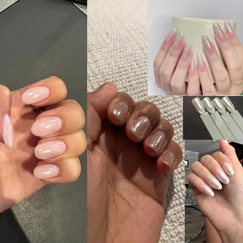 Miniatura 7 de 2 piezas de polvo de uñas cromado para arte de uñas, kit de polvo de uñas cromado con purpurina aurora transparente, pigmento para uñas, purpurina