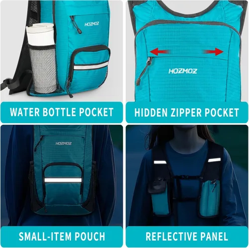 Miniatura 6 de HOZMOZ Mochila de senderismo pequeña de 10L para mujeres y hombres, mochila plegable de viaje, mochila plegable para acampar y senderismo