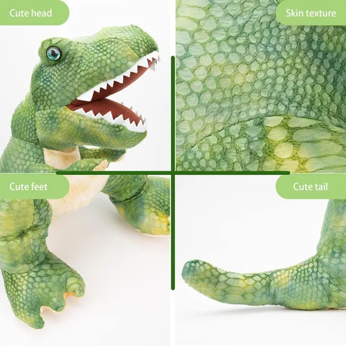 Miniatura 5 de PUNP Peluche de dinosaurio gigante, juguete de peluche T Rex, 22 pulgadas, tiranosaurio de peluche, regalo para niños, verde