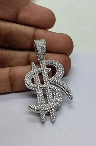 Miniatura 4 de DTJEWELS1.50 CT - Juego de diamantes de corte redondo para hombre, personalizable con letra $R, plata de ley 925 auténtica para el día del padre