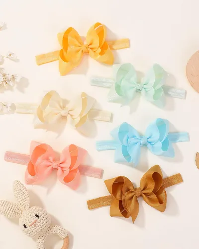 Miniatura 6 de jollybows 40 piezas Diademas con Lazos de Cinta Grosgrain para Bebés Niñas 4" Banda Elástica para el Cabello Accesorios para el Cabello para Bebés