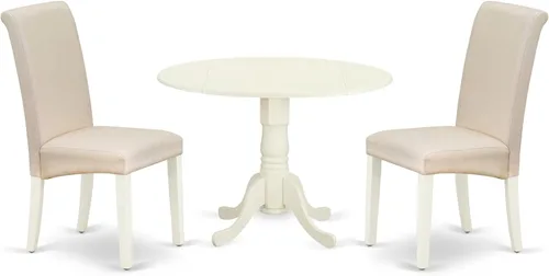 Miniatura 17 de East West Furniture DLBA3-BLK-05 - Juego de mesa y sillas de cocina de 3 piezas contiene una mesa de comedor redonda con gotas y 2 sillas de comedor