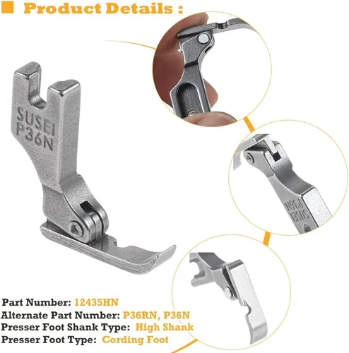 Miniatura 4 de 4 piezas diferentes prensatelas de cremallera P36L P36N P363 S518N compatibles con JUKI Brother Singer Consew típicas máquinas de coser industriales