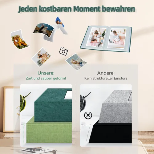 Miniatura 5 de popotop - Álbum de fotos de 4 x 6 pulgadas con 100 fotos, libros de fotos con 100 bolsillos verticales, cubierta de lino para fotos familiares