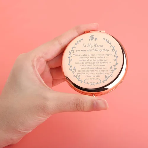 Miniatura 6 de UJIMS Regalo para el día de la boda, espejo de maquillaje para la abuela de la novia, regalo para el día de la boda de la nieta (niñera en mi boda)