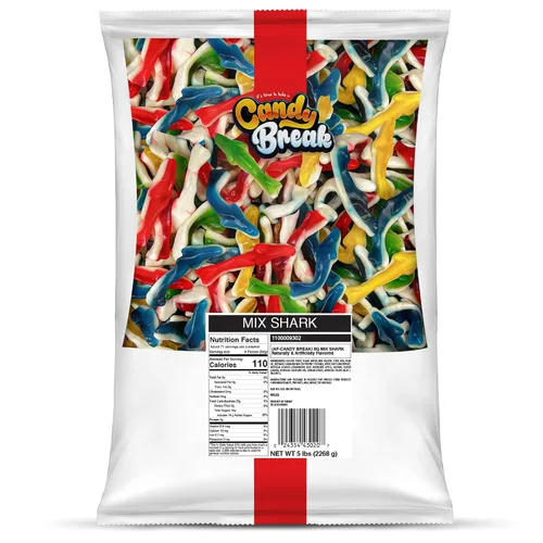 Miniatura 10 de Candy Break Fruity & Sweet Blue Sharks Bolsa de 5 libras de tamaño compartido – Paquete de caramelos masticables a granel – Snacks para niños